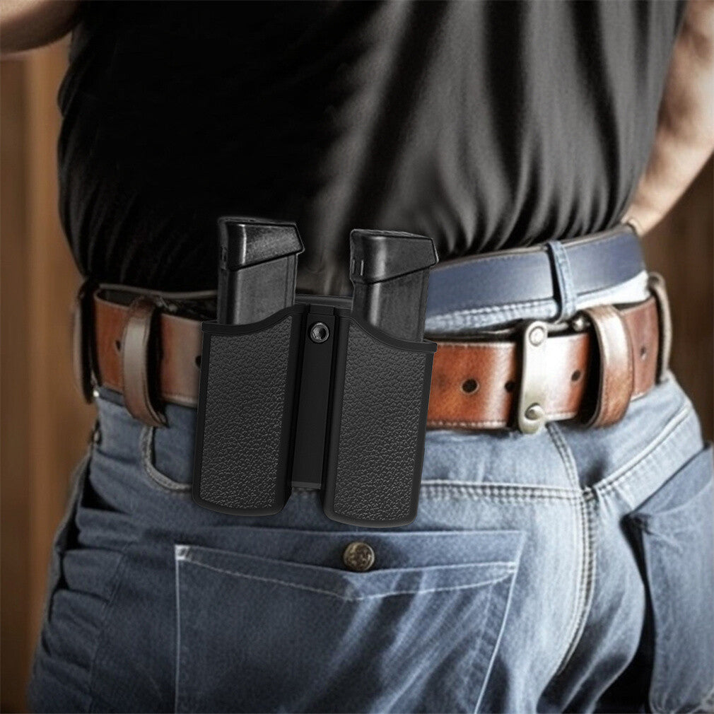 Universal Double Stack Magazine Belt Holster for 9mm .40 Cal Pistol Mag Holder