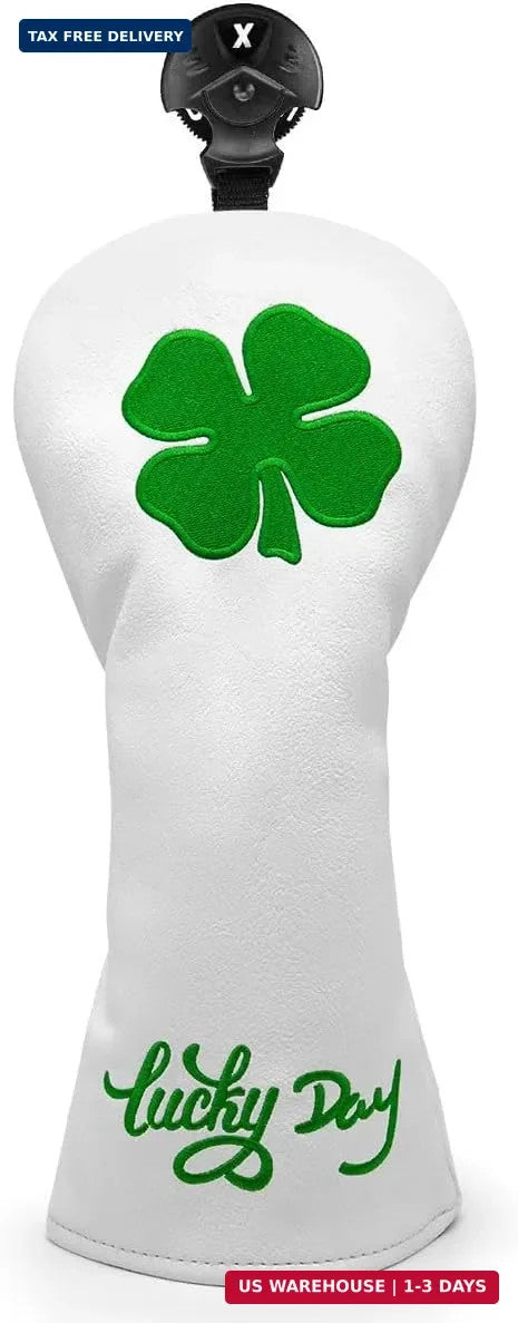 Golf Club Head Covers Set with Lucky Clover Embroidery and Interchangeable Number Labels