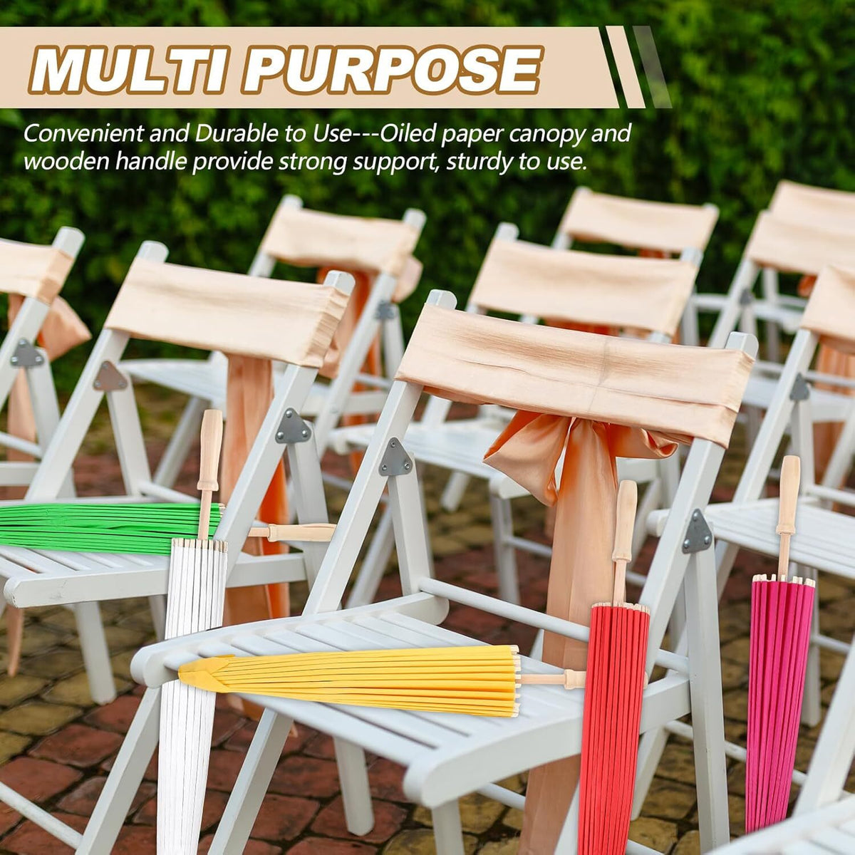 20 Pcs Multicolor Paper Umbrellas 23.6 Inch Parasol DIY Decor