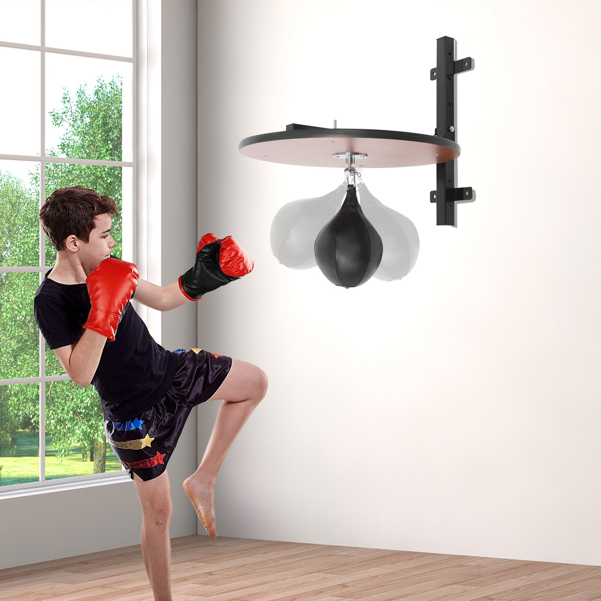 Heavy Duty Speed Bag Platform Kit for Boxing Training with Rotatable Punching Ball