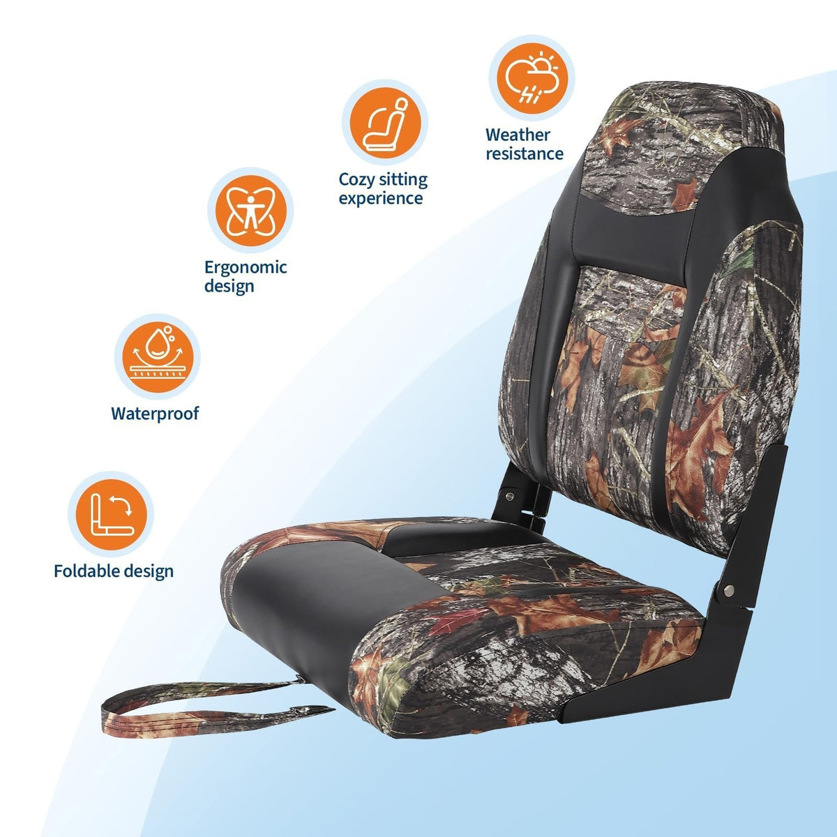 2-Pack Fold-Down Boat Seats with Thick Cushions and Weatherproof Material