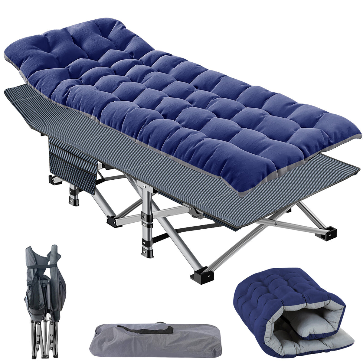 Heavy-Duty Camping Cot for Adults with Soft Padding and Carry Bag