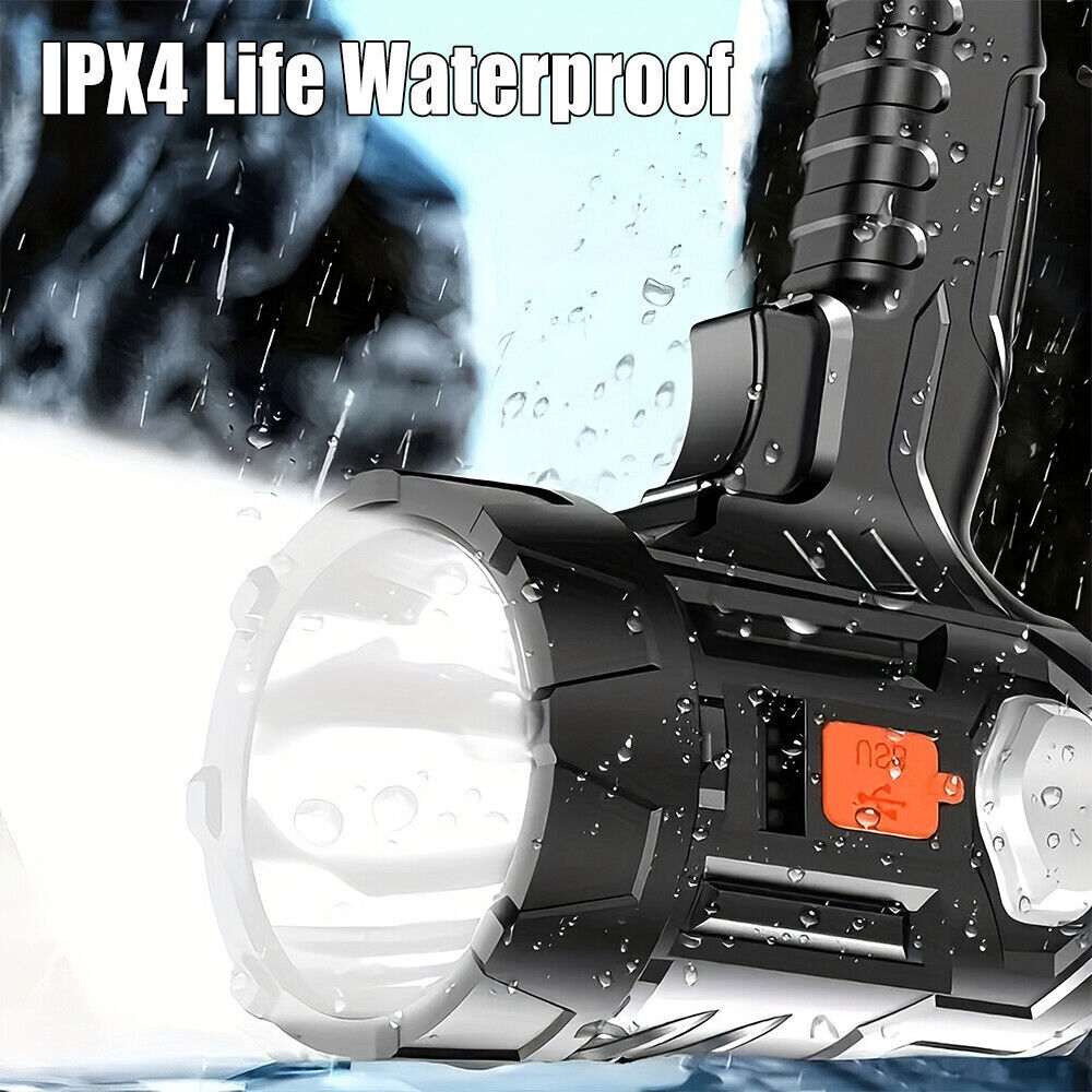 High-Power Handheld Rechargeable Flashlight 30 Million Lumens, Waterproof