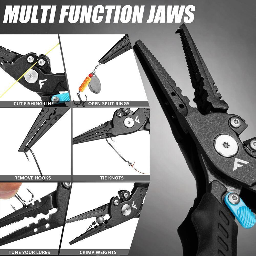 Saltwater Fishing Pliers with Safety Lock & TPR Handle – Corrosion-Resistant Multi-Function Tool