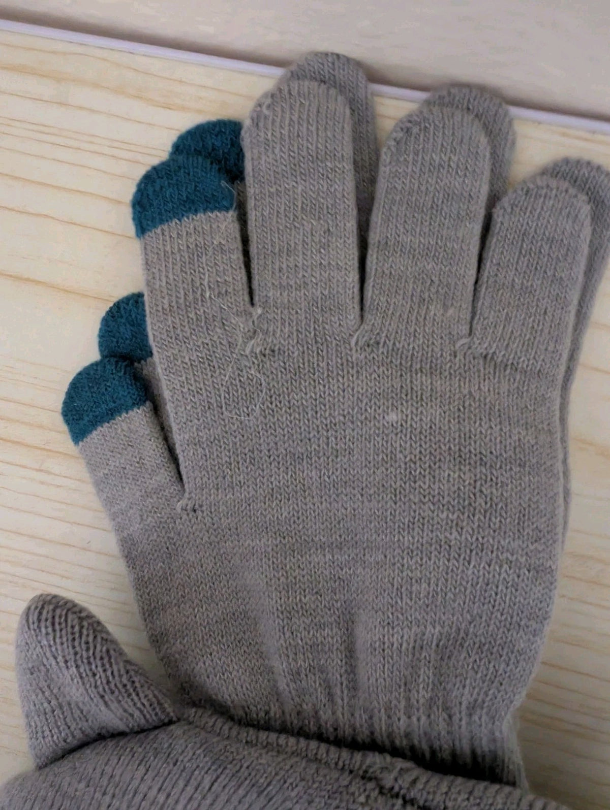Winter Beanie Hat and Gloves Set for Boys - Wolf Knit Design, Grey Blue