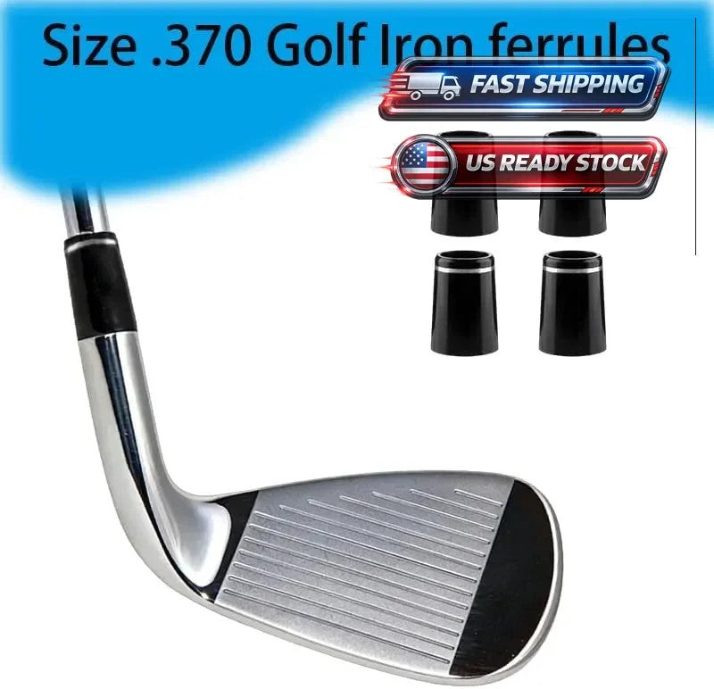 Golf Iron Ferrules .370 Black with Silver Ring for Taper Tip Clubs - Pack of 10