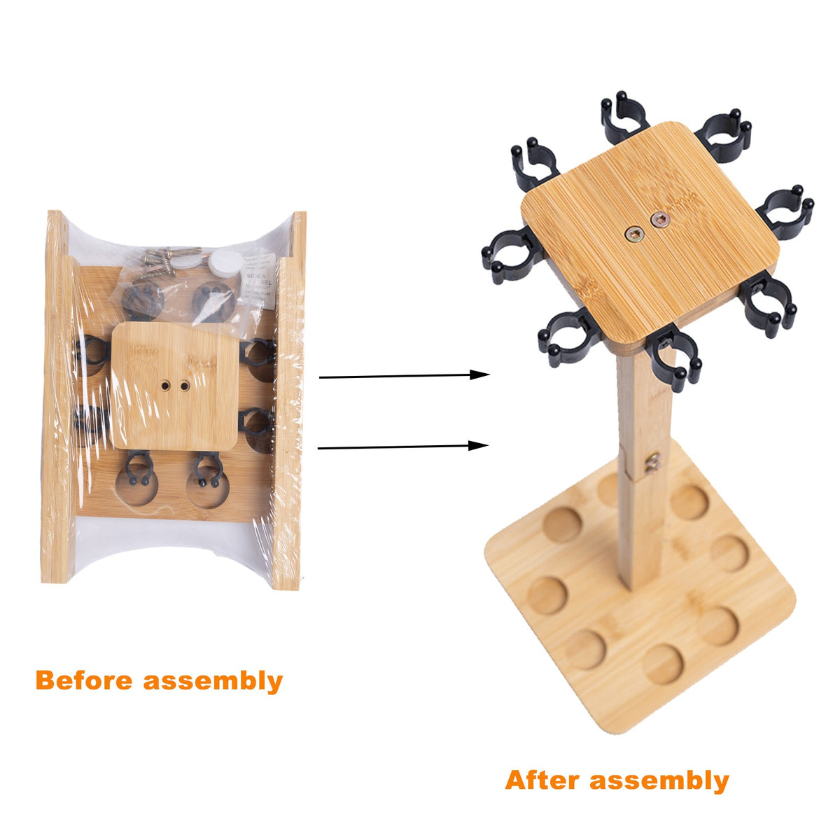 Wooden Fishing Rod Storage Rack for 8 Rods - Stable Floor Stand Organizer