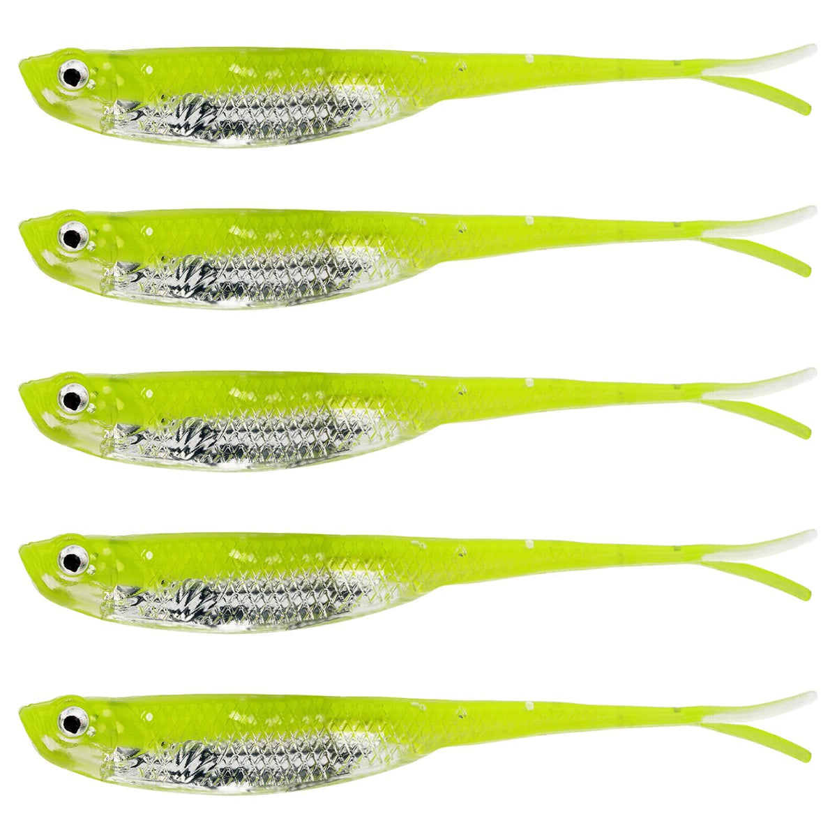 5X Soft Plastic Swimbaits Paddle Tail Shad Fishing Lures for Bass and Trout