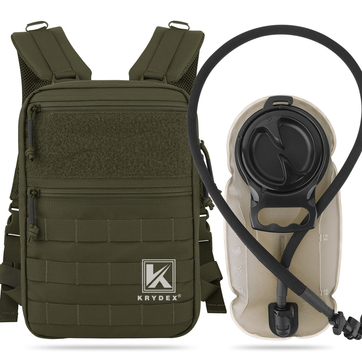 Tactical Hydration Pack with 1.5L Water Bladder and MOLLE Backpack