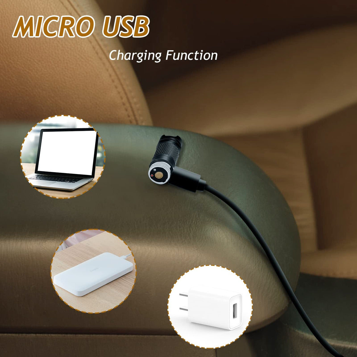 Mini Rechargeable LED Keychain Flashlight with Micro USB, Waterproof & Shockproof