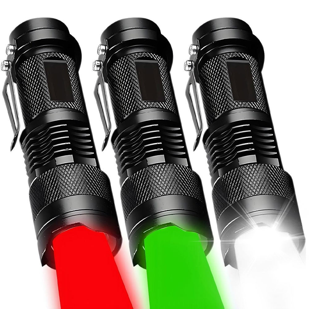 Mini LED Flashlight UV Zoomable Torch for Camping Hiking Night Astronomy
