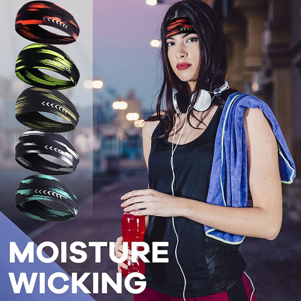 Reflective Sport Headband Moisture Wicking Hair Band for Running Cycling Yoga