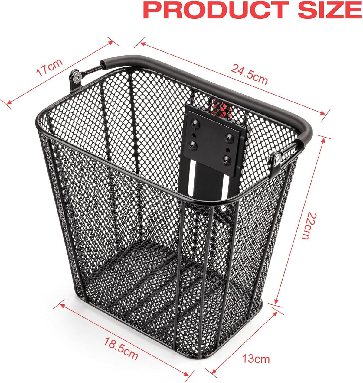 E-Scooter Front Basket with Handlebar Mount - Quick-Release Detachable Design