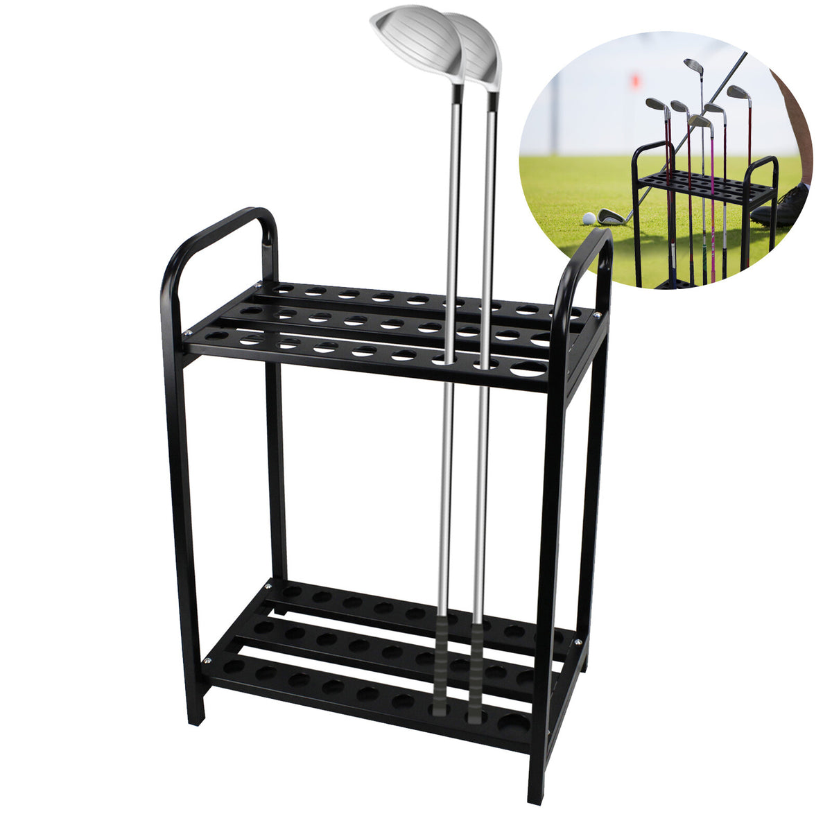 Golf Club Display Rack Organizer for 27 Clubs Steel Stand Storage