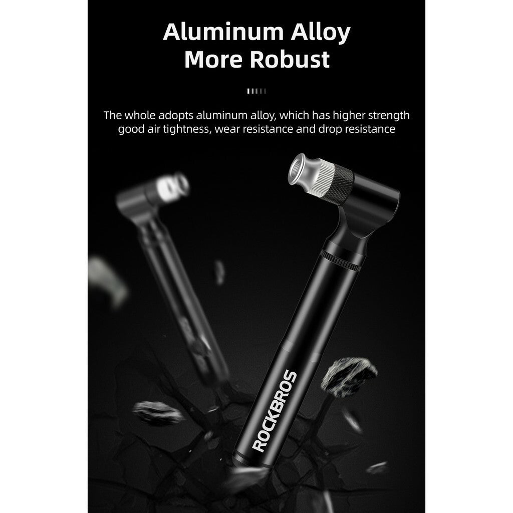 Portable Bicycle Pump 130PSI Aluminum Alloy Hand Inflator with Bracket