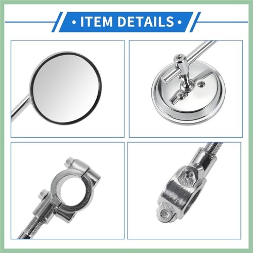 Universal Motorcycle Rear View Mirror Set Adjustable Handlebar Chrome Iron
