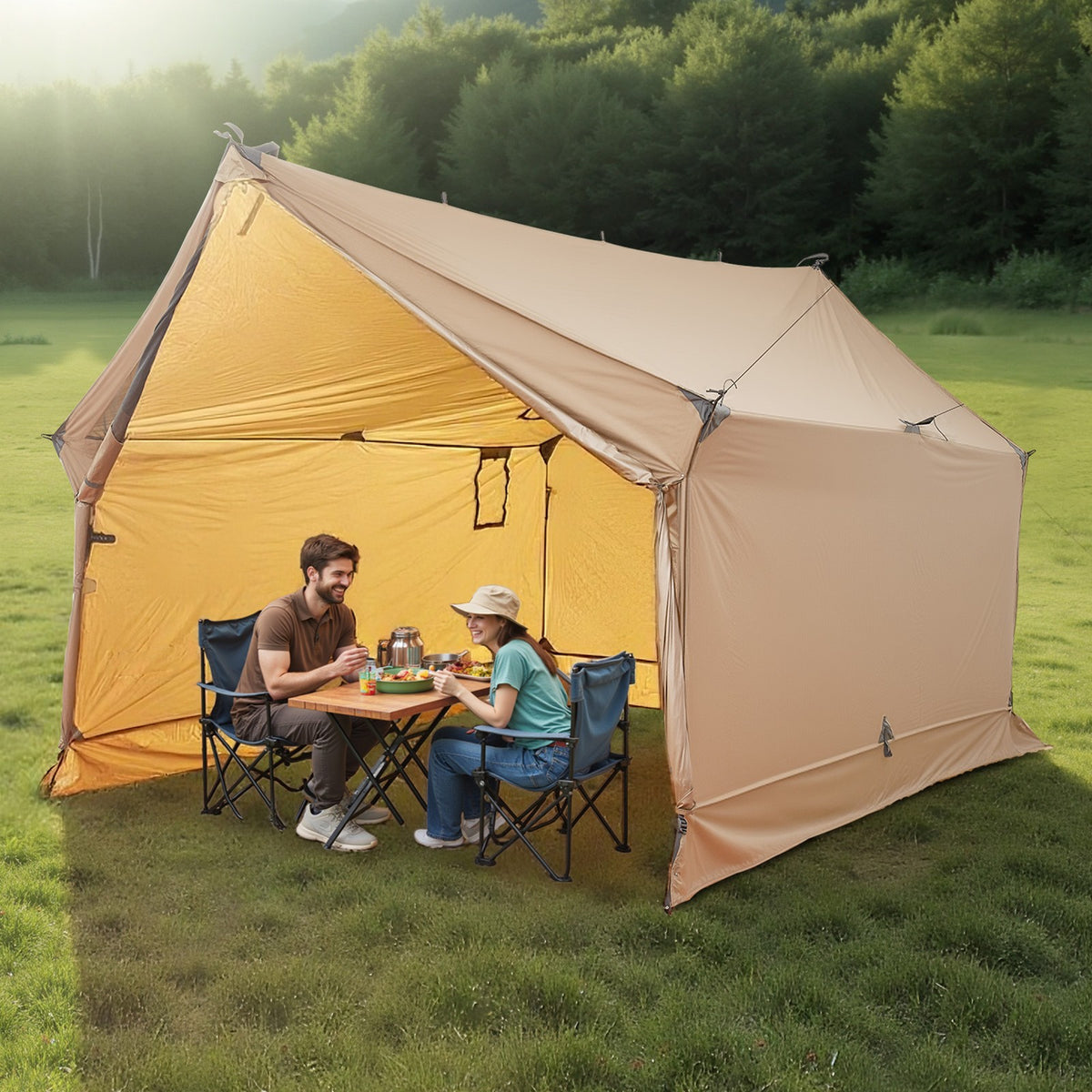 Waterproof Camping Tent with Stove Jack for Two People - Portable Hot Tent