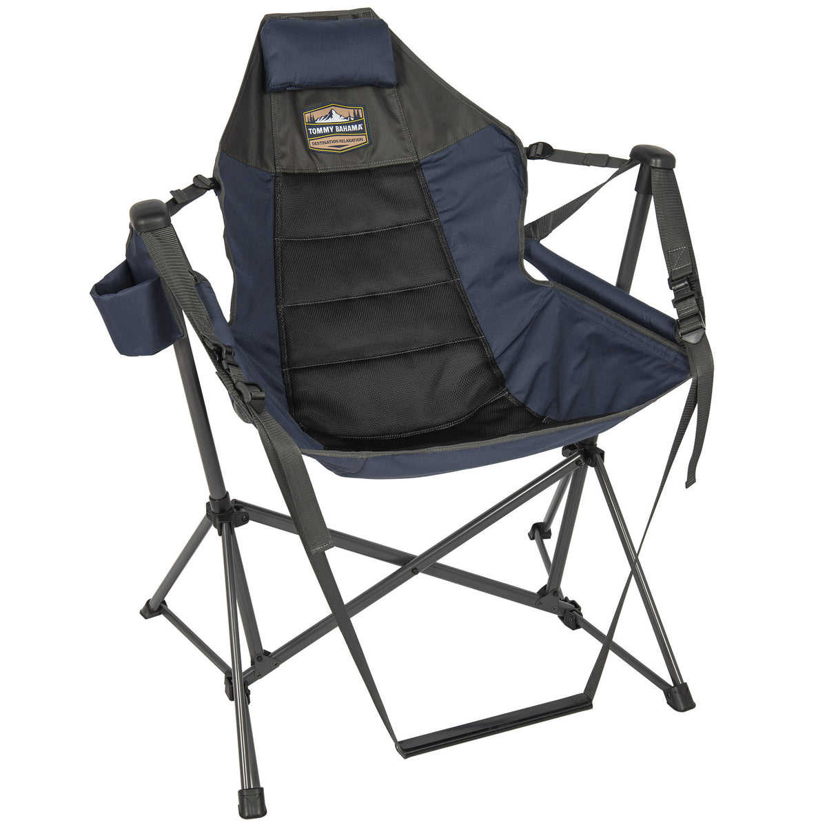 Outdoor Swing Chair with Footrest - Navy Blue Camping & Patio Furniture