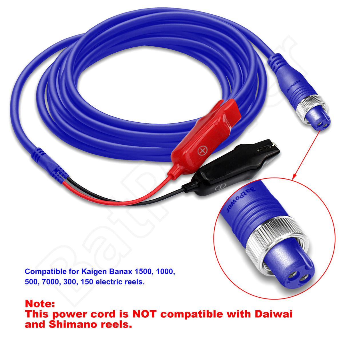 Electric Fishing Reel Power Cable Compatible with Banax Kaigen Reels - 6.6FT/2M & 18FT/5.5M