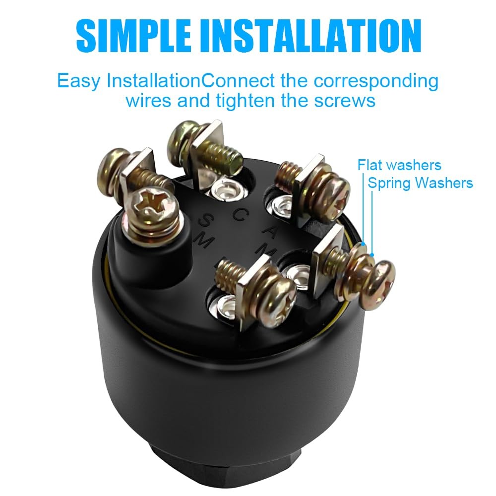 Marine Ignition Starter Switch for Outboard Engines - 6 Terminals, Includes Keys