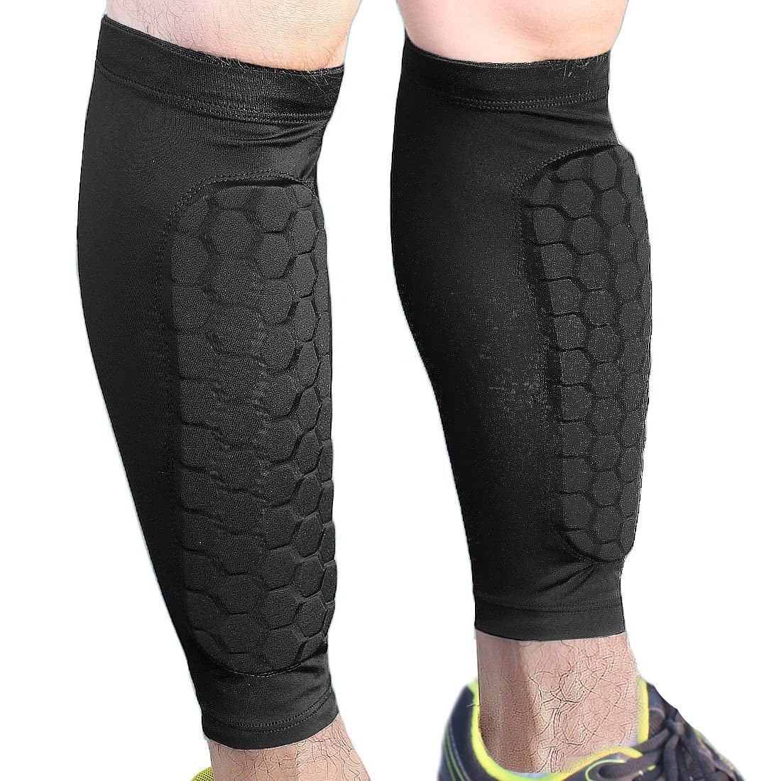 Kids & Adults Soccer Shin Guards Pads Anti-Collision Breathable Protective Gear Black