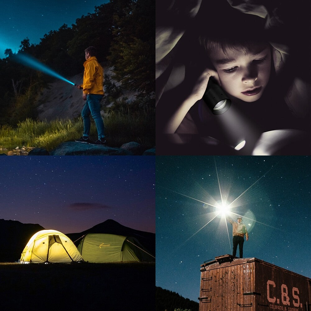 Super Bright LED Tactical Flashlight 900 Lumens with 3 Modes, Focus Zoom, Durable Aluminum Body