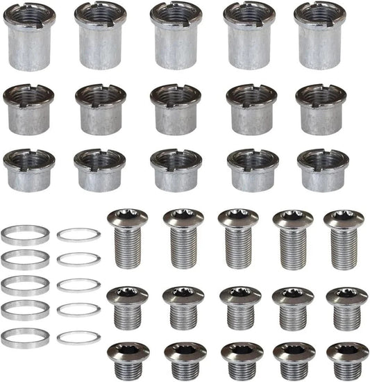 Bike Chainring Bolts Set for Single Double Triple Chainrings - Steel & Aluminum