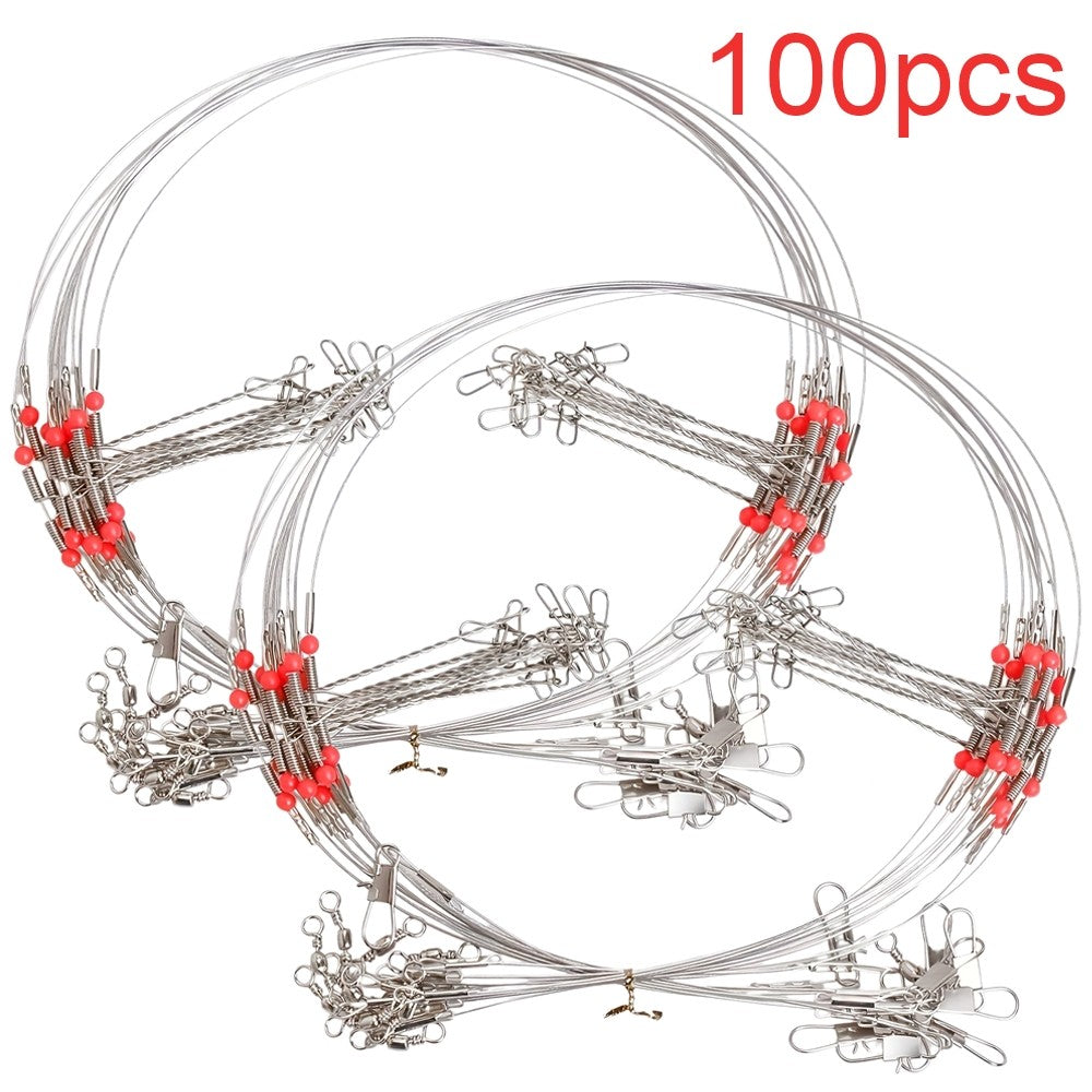 100pcs High Low Fishing Rigs with Stainless Steel Wire Leaders for Saltwater & Freshwater