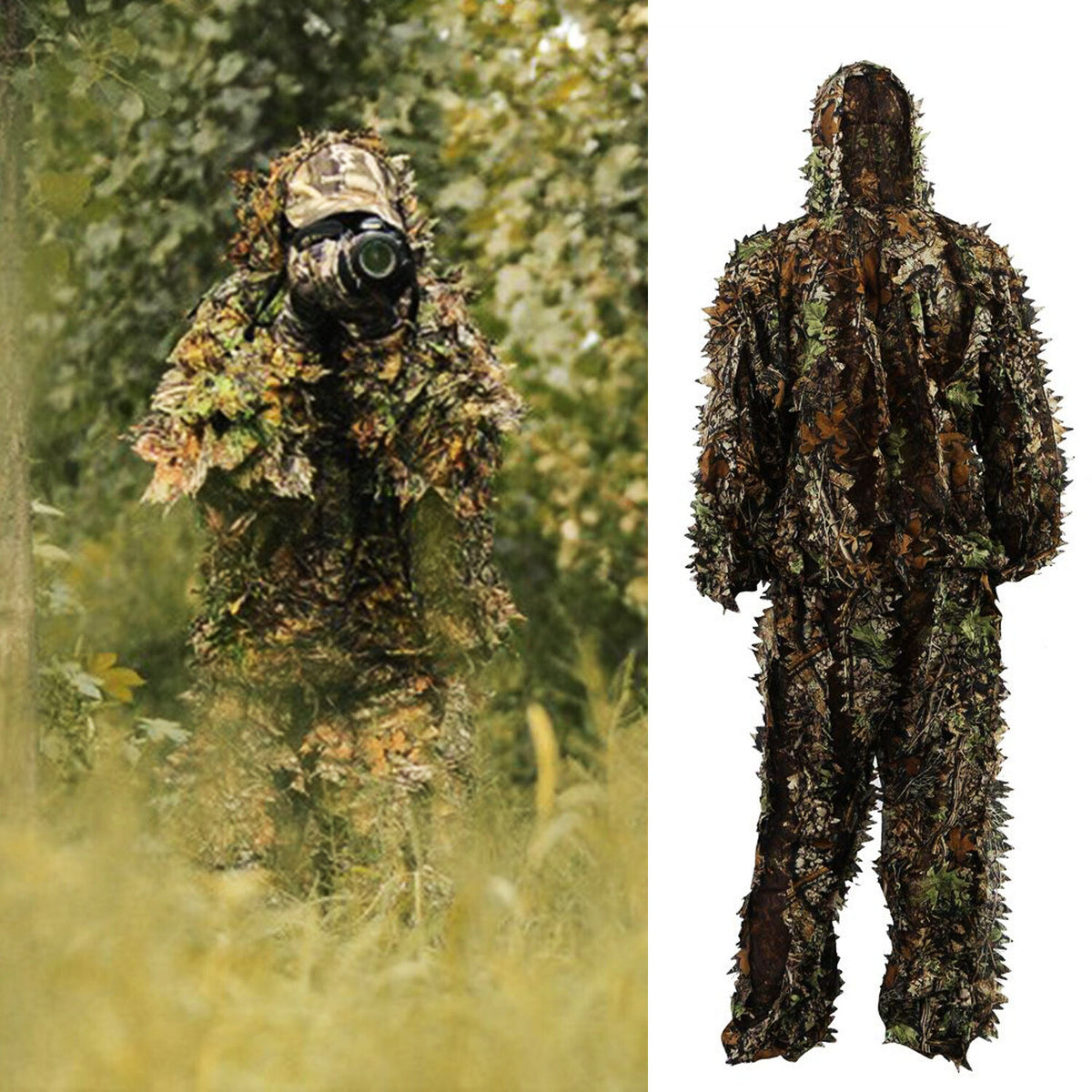 Camouflage Ghillie Suit Set for Hunting & Wildlife Photography