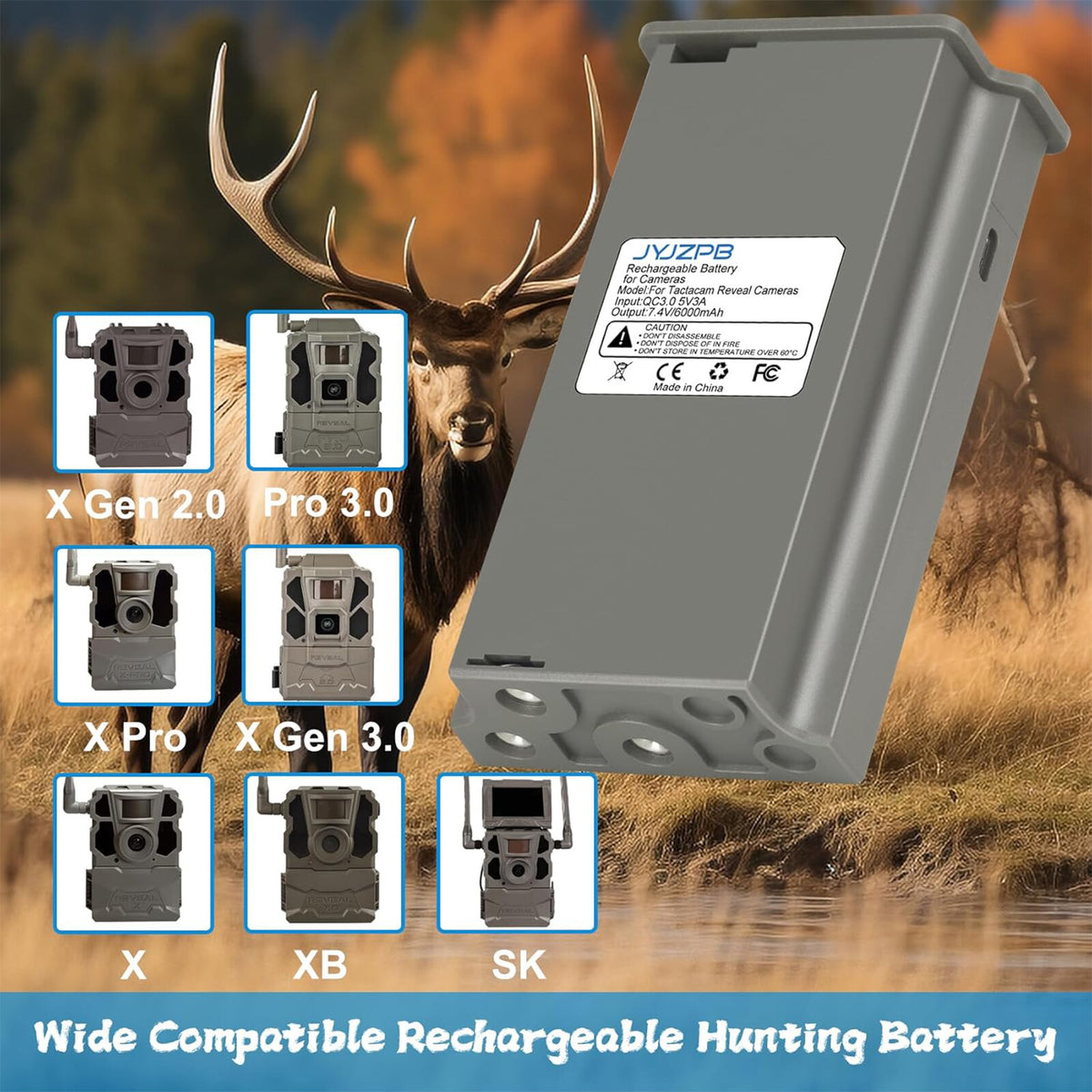 Rechargeable Camera Batteries for Trail Hunting Cameras - 6000mAh, USB-C Charging (2 Pack)
