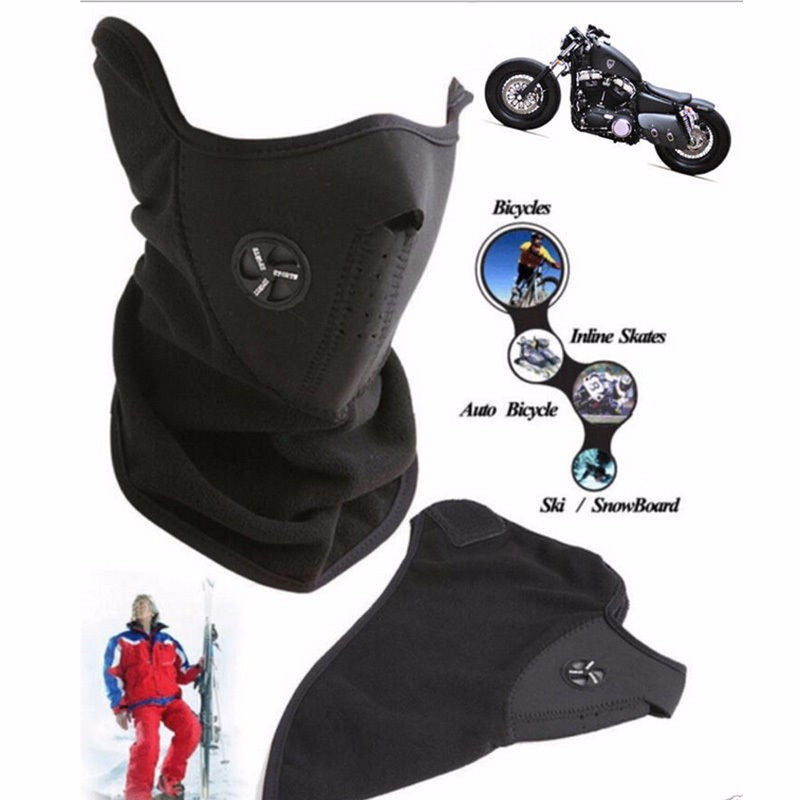 Outdoor Cycling Motorcycle Half Face Mask Neoprene Ear Cover - Black