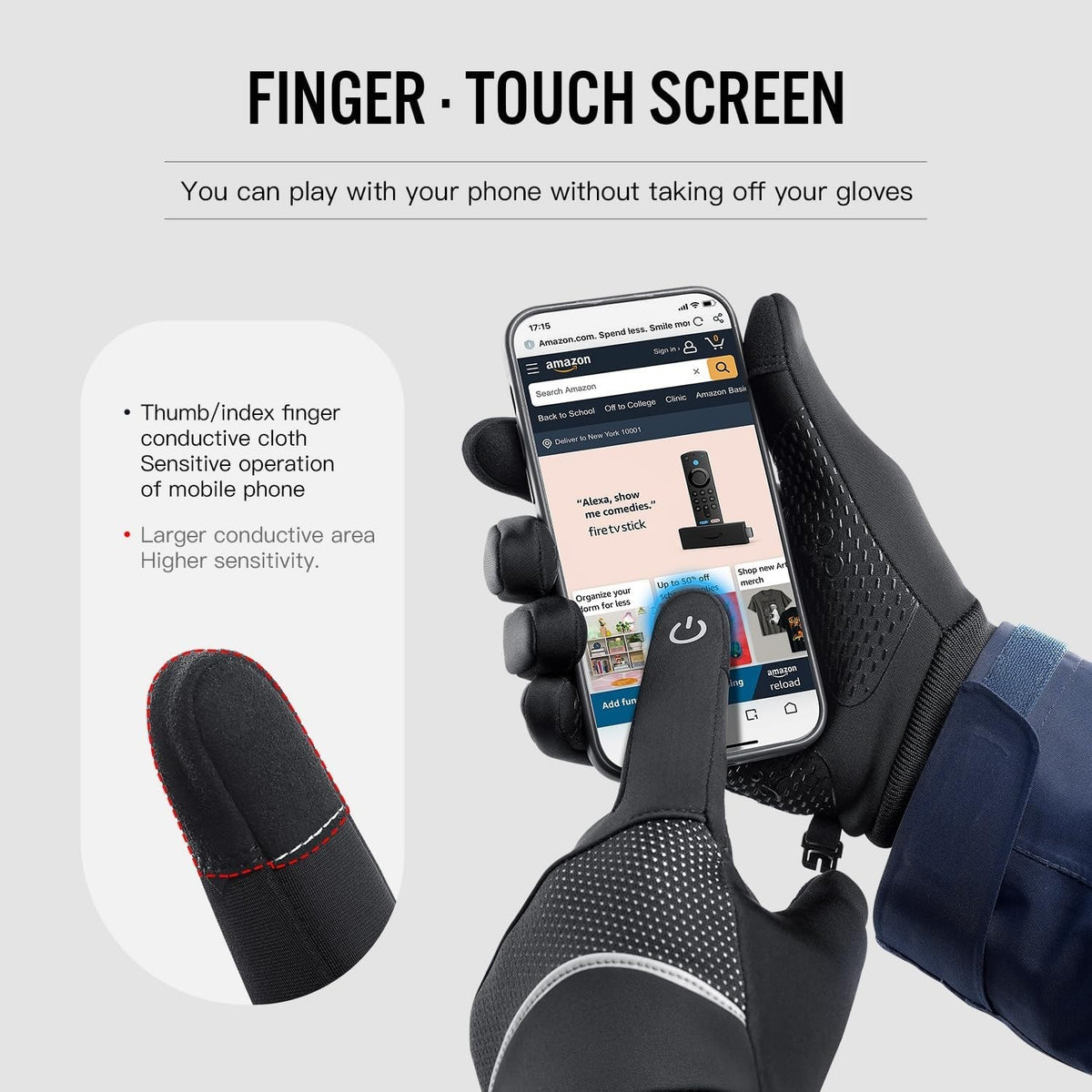 Thermal Winter Gloves with Touchscreen & Anti-Slip Grip for Running and Driving
