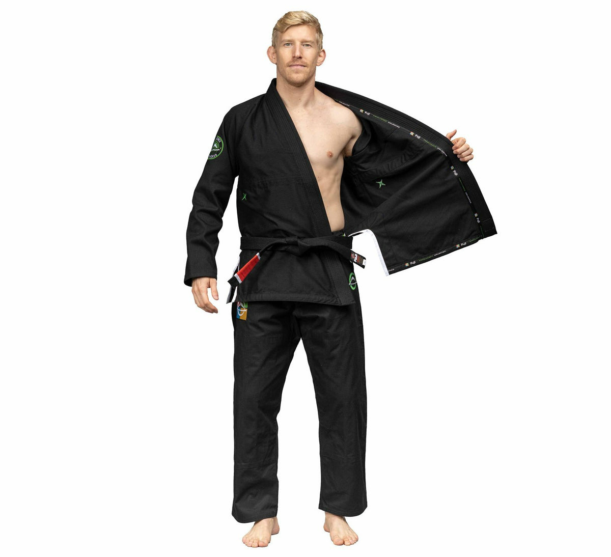 Lightweight Mens Jiu-Jitsu Gi - Gamer Series, Black & Green - Fuji Suparaito