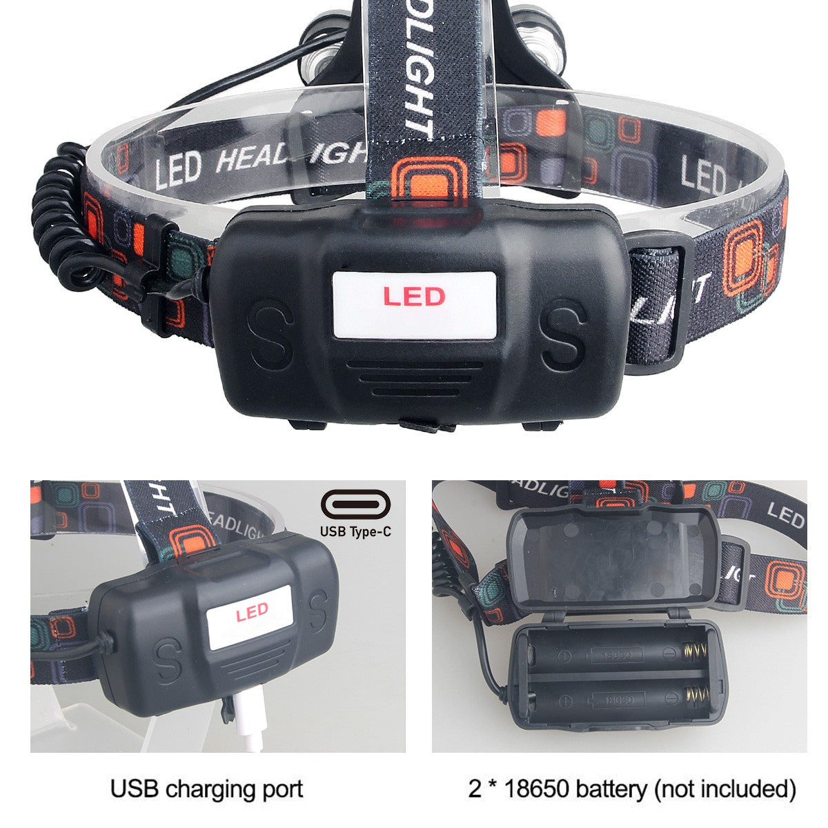 USB Rechargeable LED Headlamp for Camping & Outdoor Activities