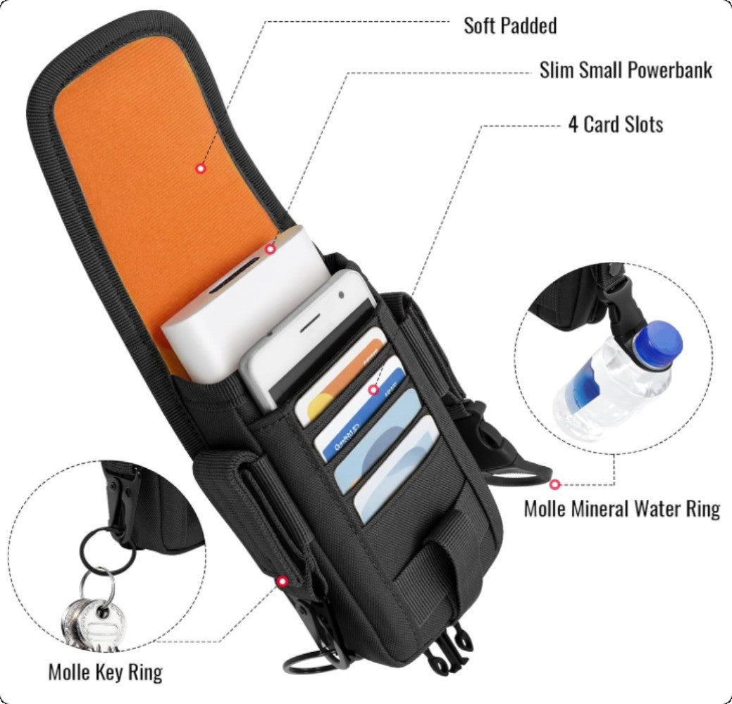 Tactical Molle Phone Pouch Cellphone Holder with Compartments & Adjustable Strap