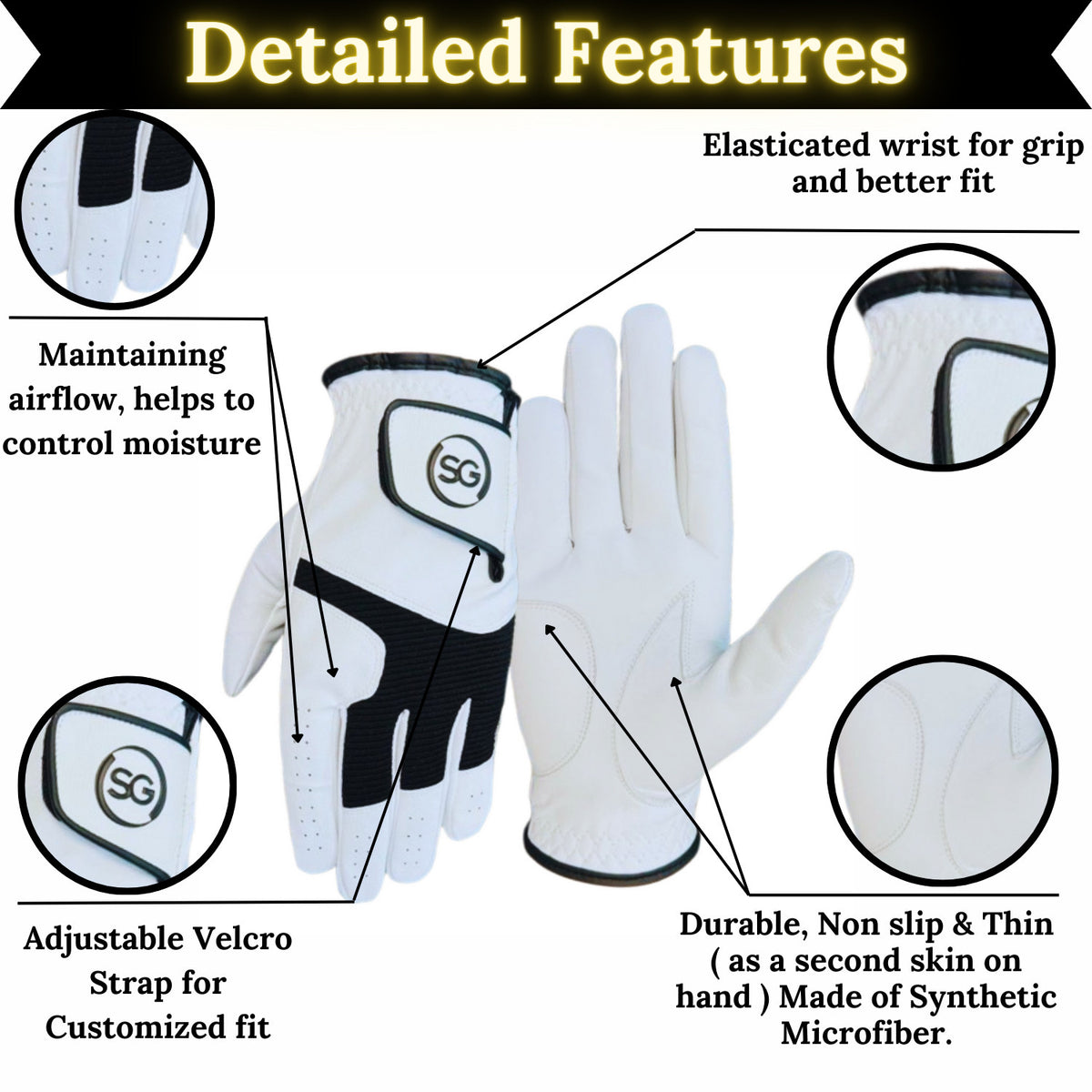 All Weather Golf Gloves Pack - Leather Palm & Breathable Fit