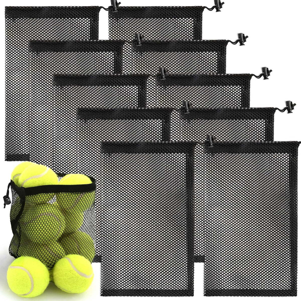 10 Pack Mesh Storage Bags for Sports, Toys, Golf Balls, Tennis Balls
