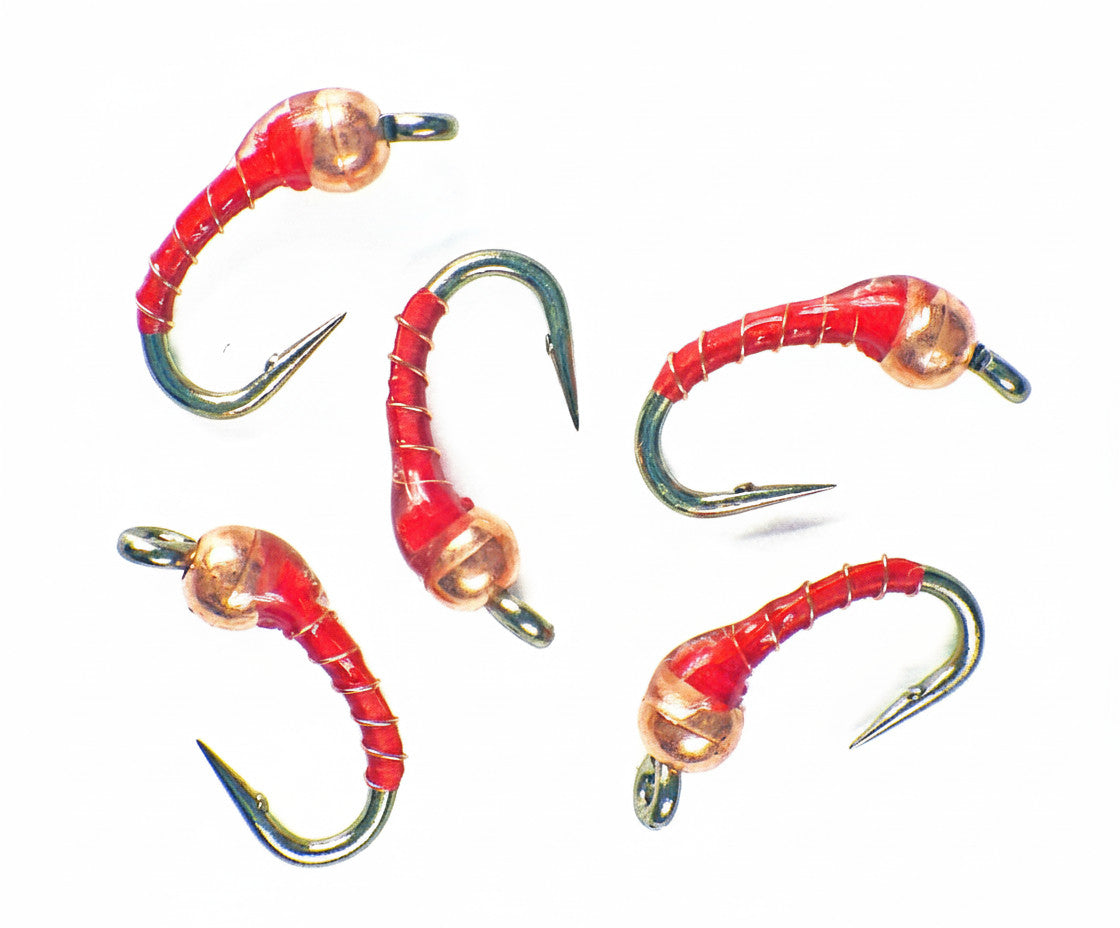Copper Red Tungsten Midge Nymphs Fly Fishing Flies - Premium Trout Lures #20