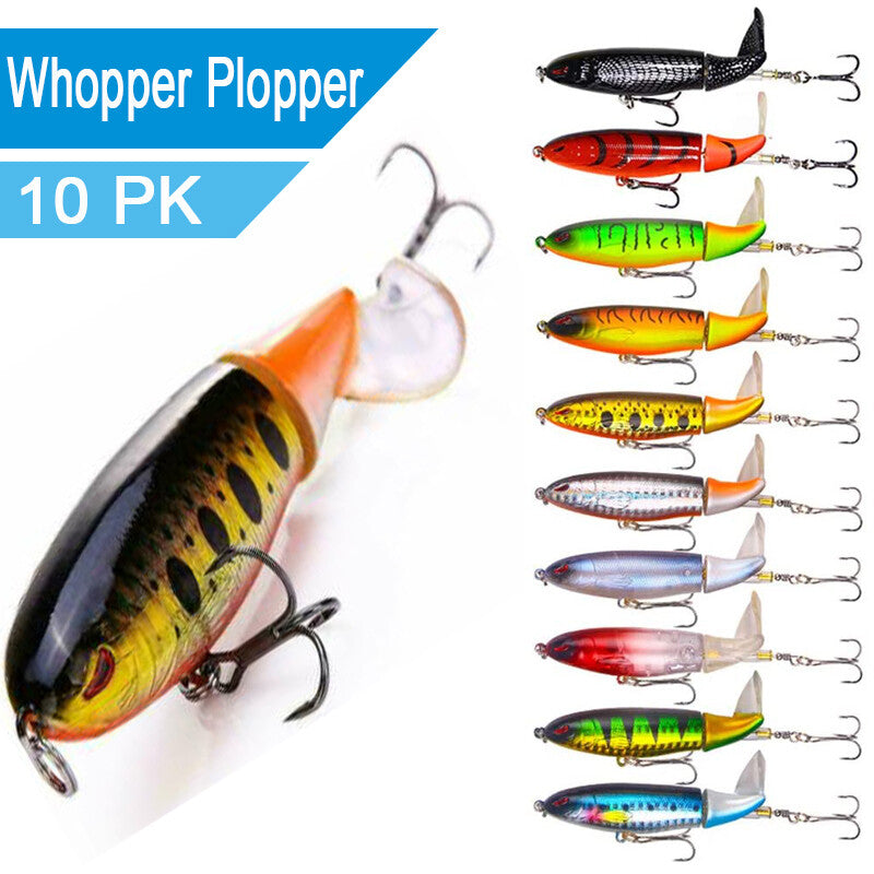 Topwater Fishing Lures Set with Rotating Tails for Bass and Saltwater