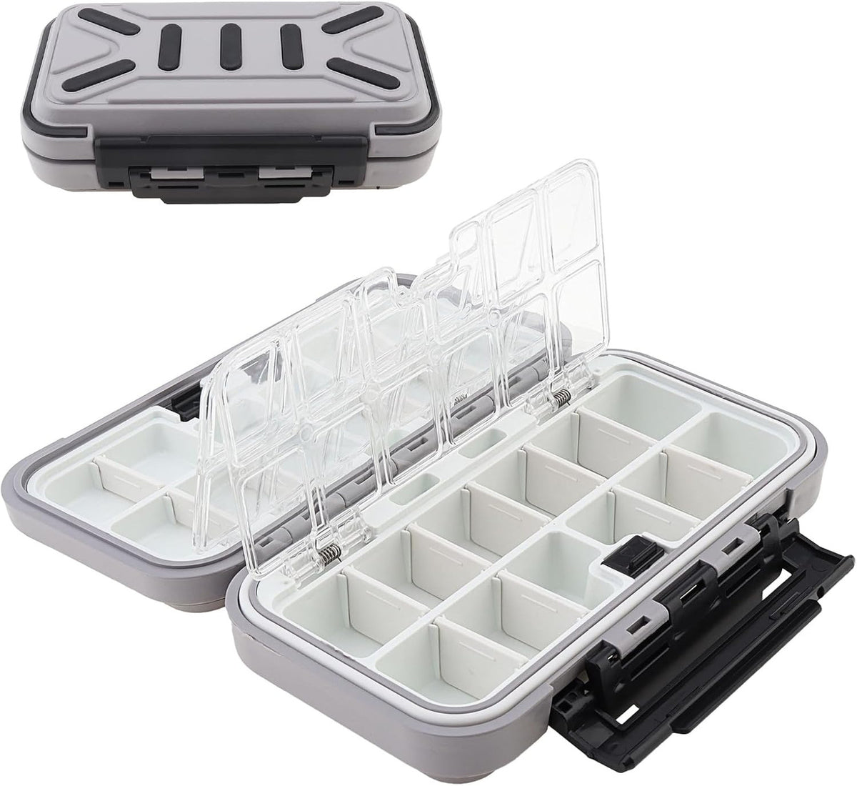 Waterproof Double-Sided Fishing Tackle Storage Box with 16 Compartments