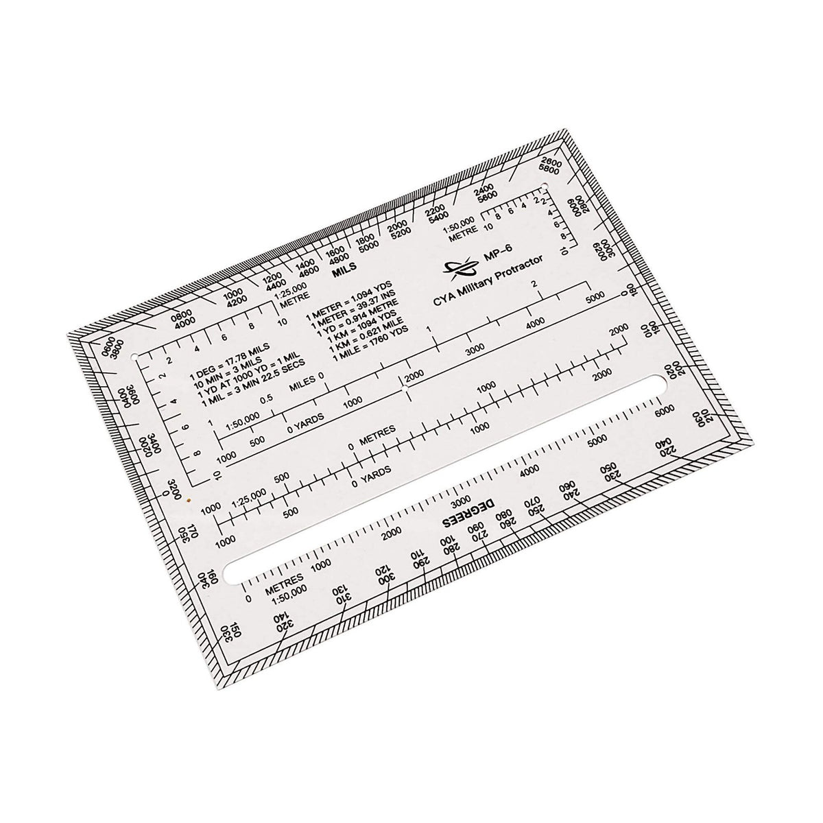 Map Protractor for Navigation and Map Reading - MILS Degrees Meters Yards