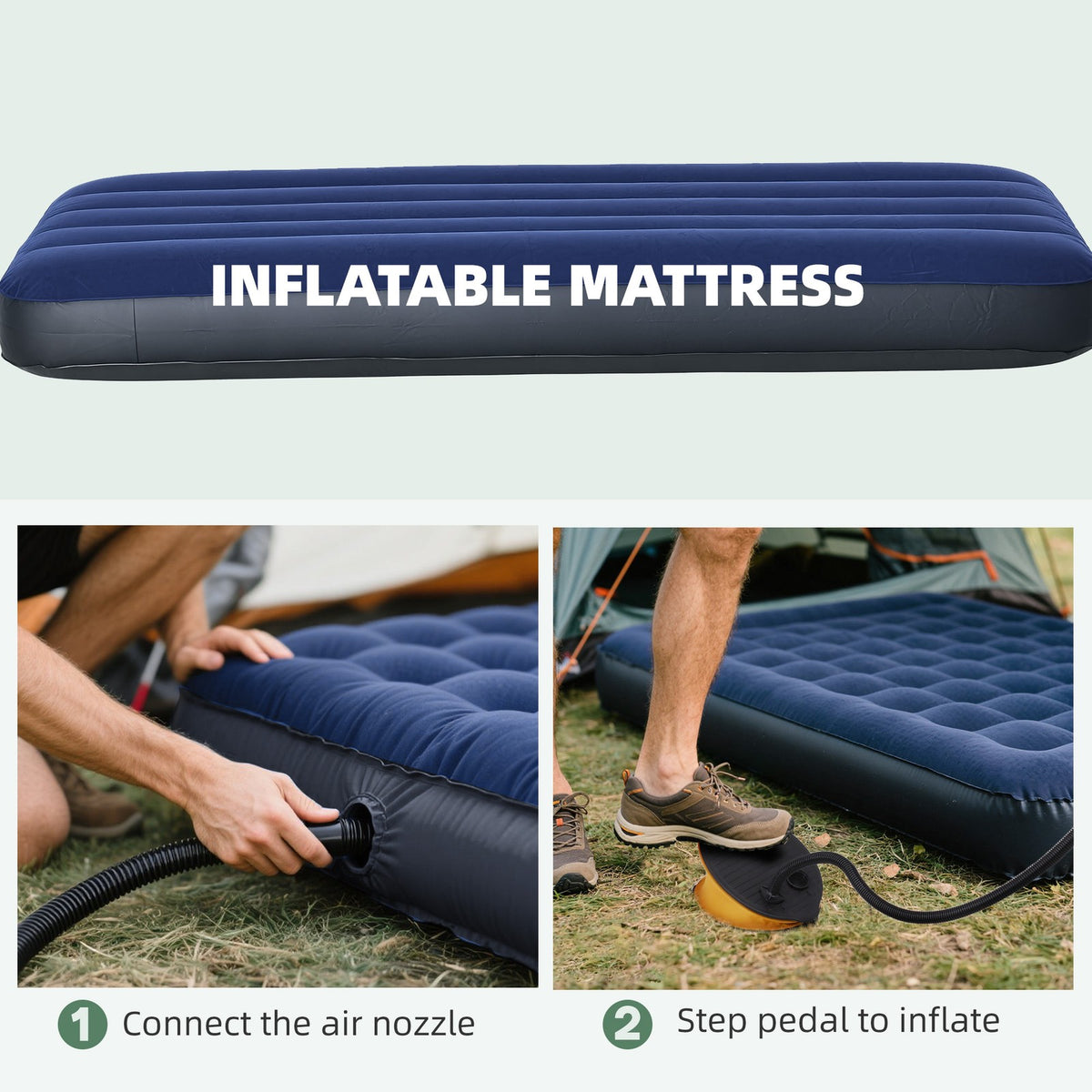 Outdoor Camping Tent Cot with Air Mattress and Sleeping Bag - Portable, Elevated Bed Set