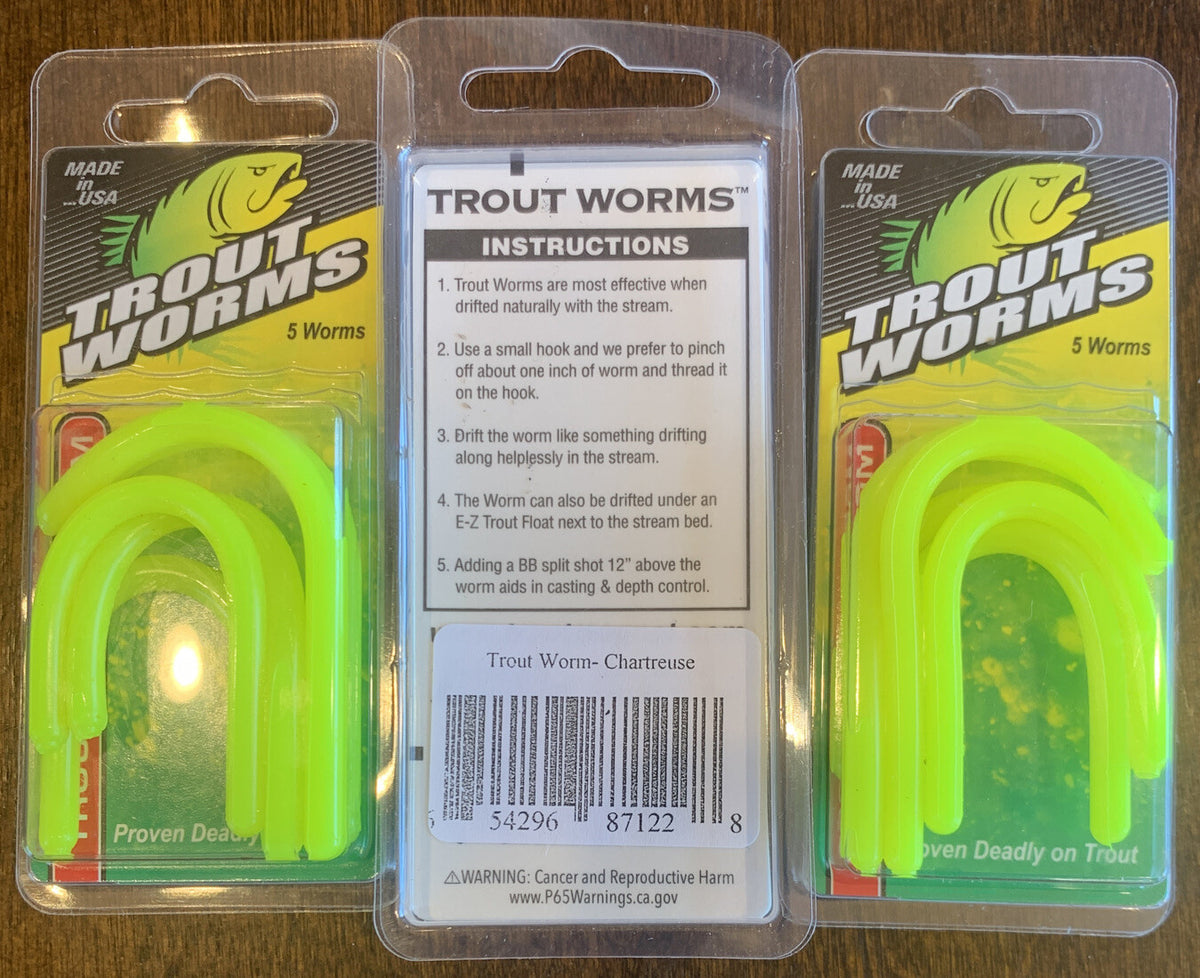 3 Pack Trout Worm Baits for Freshwater Fishing - Chartreuse Soft Plastic Lures