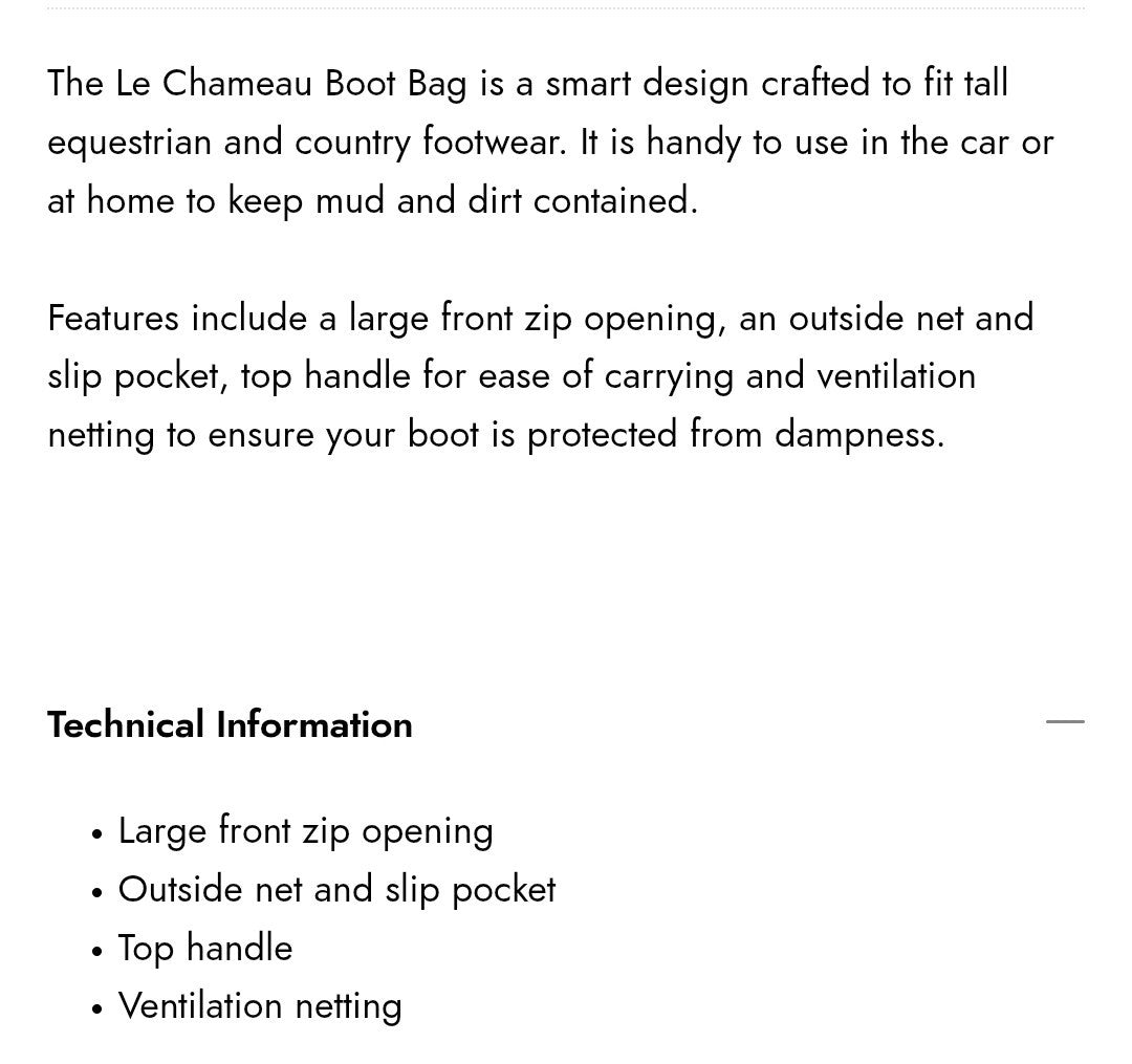 Green Boot Bag for Wellington & Welly Boots - Le Chameau Style