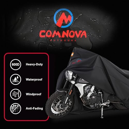 600D Waterproof Motorcycle Cover - Fits Up to 96 Inch Motorbikes