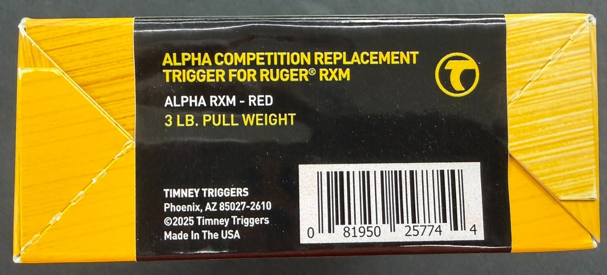 Ruger RXM Trigger Upgrade - Timney Alpha Competition Trigger, 3lb Pull, Red Anodized