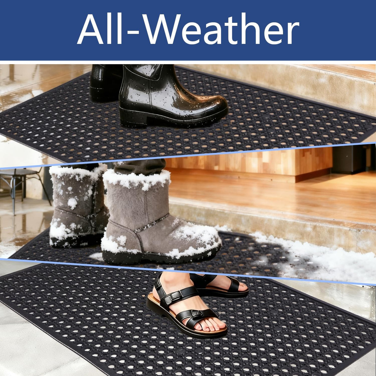 Outdoor Rubber Floor Mat 24x36 Anti-Fatigue Drainage Non-Slip Rubber Mat