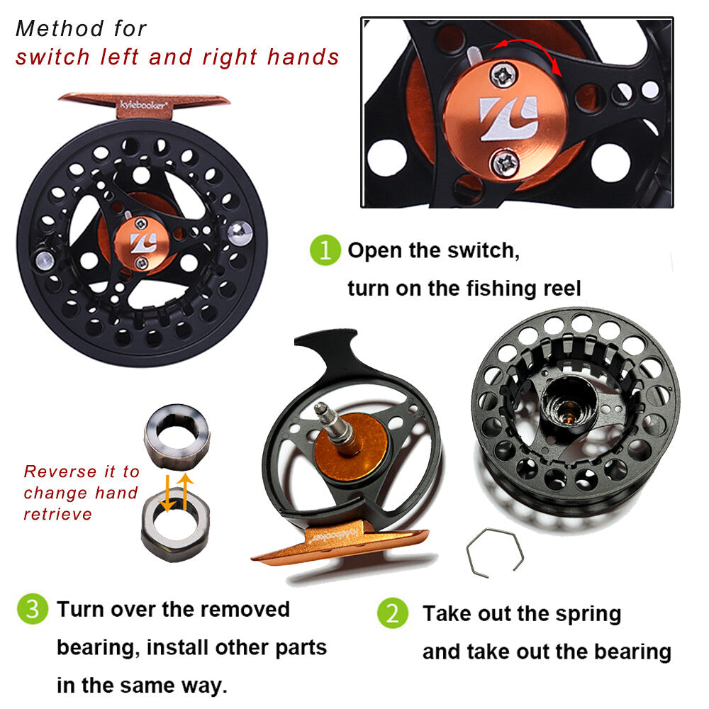 Fly Fishing Reel Aluminum Large Arbor 3/4 5/6 7/8WT Hand-Change