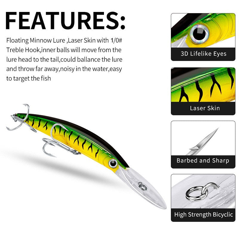 Deep Diver Trolling and Casting Fishing Lures 6.7 Inch Minnow Crankbait Baits
