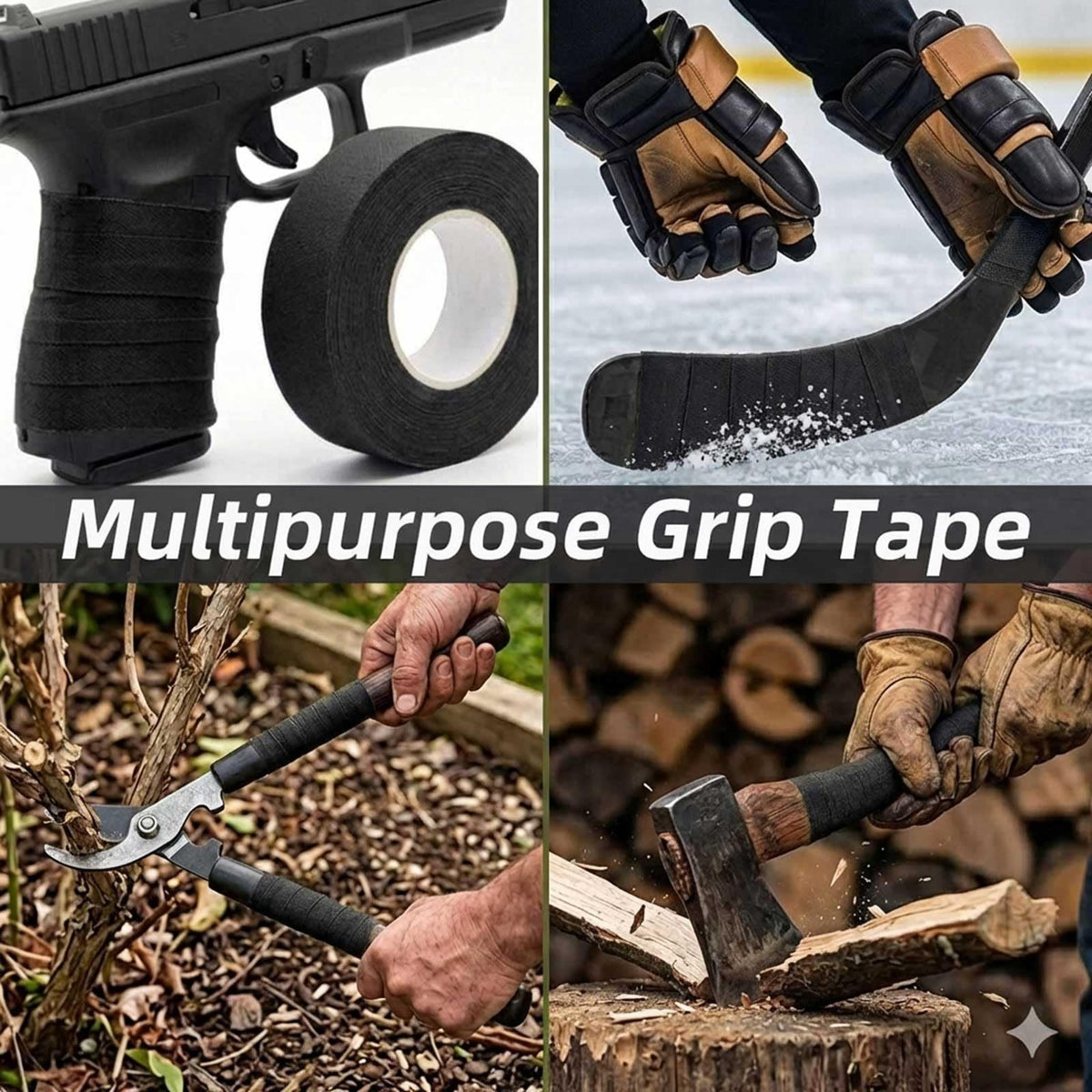 Tactical Grip Tape for Firearms & Sports Equipment - Non-Reflective, No Residue, Black, 2 Rolls